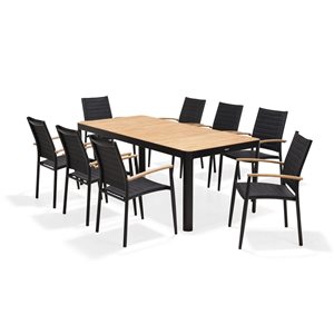 LifestyleGarden Portals Patio Dining Set Black Table 82.7-in 9-Piece