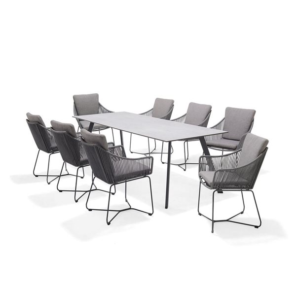 Patio Set Rona LifestyleGarden Opal Patio Dining Set Gray 9-Piece SOPAL107 | RONA