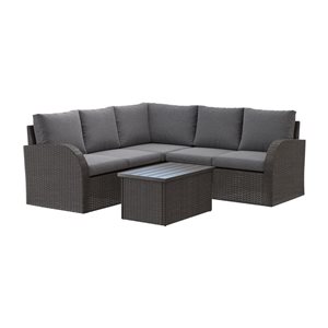 Ensemble modulaire Brisbane par CorLiving à cadre en métal avec coussins gris, 6 pièces