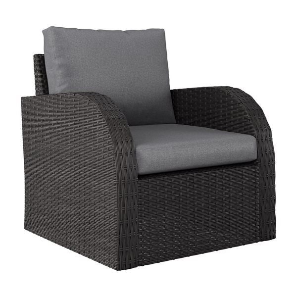 Ensemble de mobilier extérieur Brisbane par CorLiving à cadre en métal avec coussins gris, 6 pièces