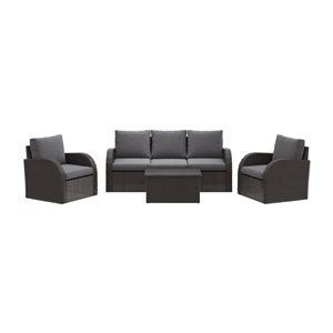 Ensemble de mobilier extérieur Brisbane par CorLiving à cadre en métal avec coussins gris, 6 pièces