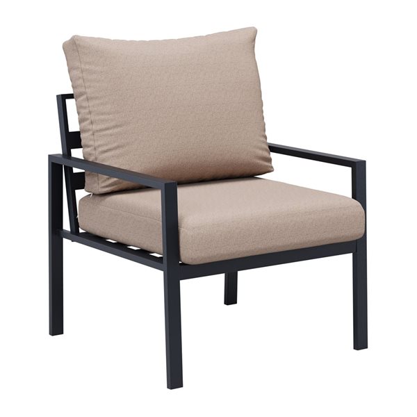 CorLiving Eden Metal Frame Patio Conversation Set with Beige Cushions - 4-Piece