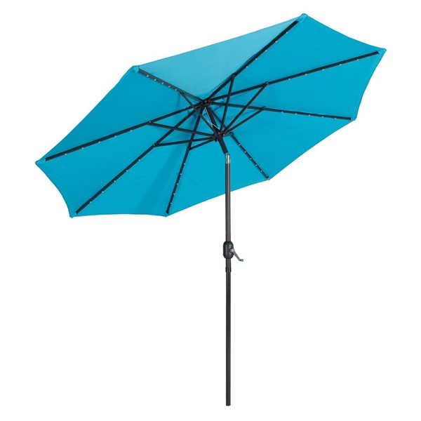 CorLiving Pegasus 9-ft Blue Tilting Patio Umbrella with LED Lights