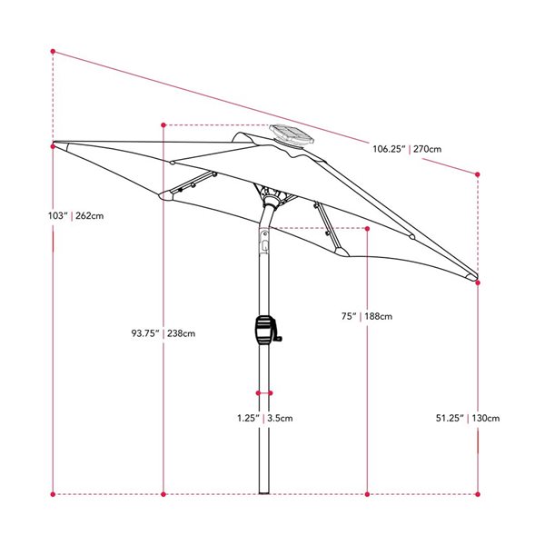 CorLiving Pegasus 9-ft Blue Tilting Patio Umbrella with LED Lights