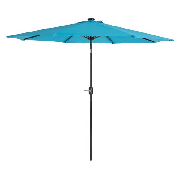 CorLiving Pegasus 9-ft Blue Tilting Patio Umbrella with LED Lights