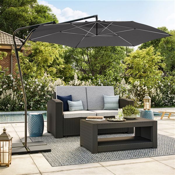 CorLiving Solward 10-ft Grey Offset Tilting Patio Umbrella