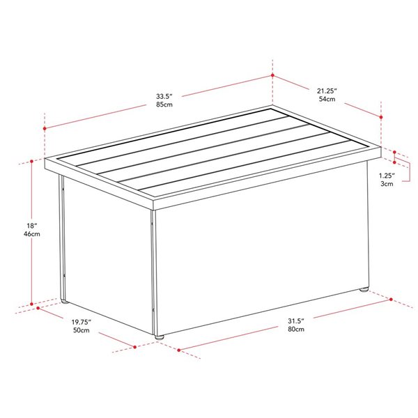 Table basse d'extérieur Brisbane par CorLiving rectangulaire en osier de 21 x 33 po