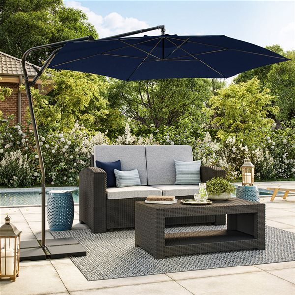 Parasol suspendu inclinable Solward par CorLiving bleu marine de 10 pi