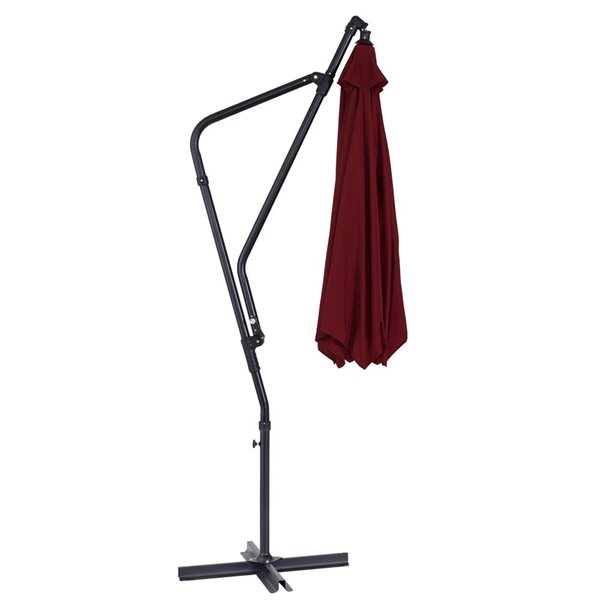 Parasol suspendu inclinable Solward par CorLiving rouge vin de 10 pi