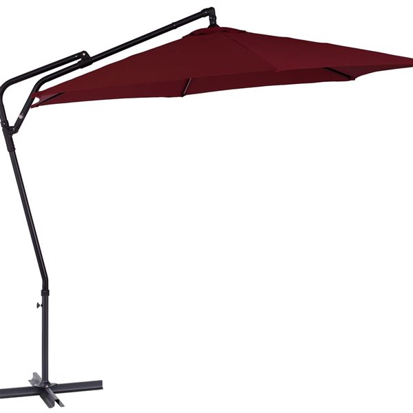 Parasol suspendu inclinable Solward par CorLiving rouge vin de 10 pi