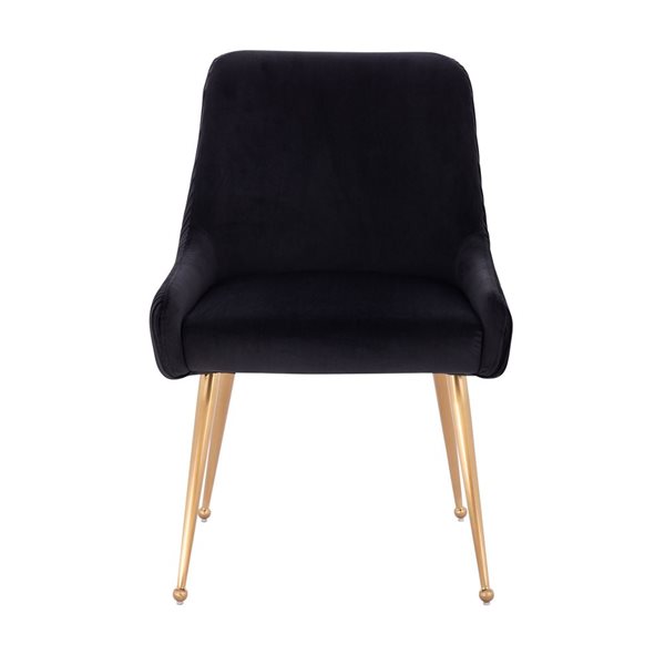 Plata Import Heye llI Chair with Black Velvet Upholstered and Gold Metal Legs (Set of 2)