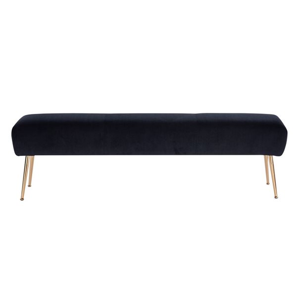 Plata Import O'Donell Black Velvet Upholstered Bench