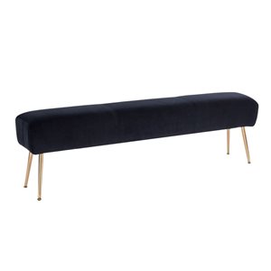 Plata Import O'Donell Black Velvet Upholstered Bench