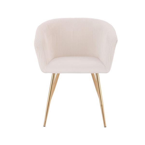 Plata Import Susan White Velvet Upholstered Chair with Gold Metal Legs (Set of 2)