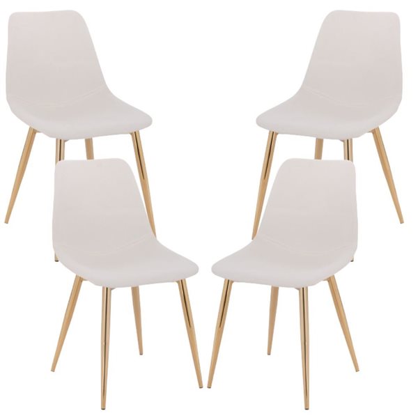 White leather chair with best sale gold legs