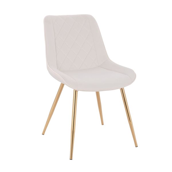 Plata Import Taylor White Velvet Upholstered Chair with Gold Metal Legs (Set of 2)