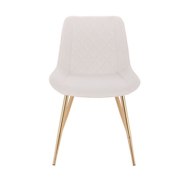 Plata Import Taylor White Velvet Upholstered Chair with Gold Metal Legs (Set of 2)