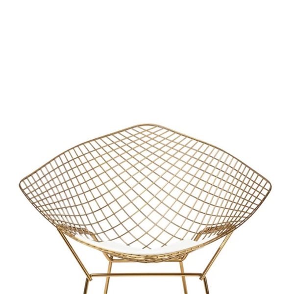 Plata Import Bertoia Set of 2 Gold Steel Wire Mesh Accent Chair