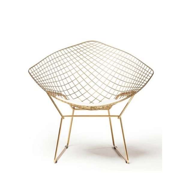 Plata Import Bertoia Set of 2 Gold Steel Wire Mesh Accent Chair