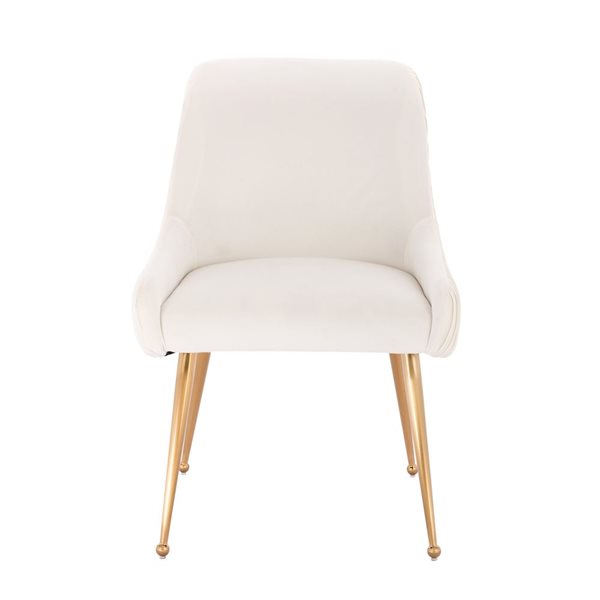 Plata Import Heye llI Chair with Beige Velvet Upholstered and Gold Metal Legs (Set of 4)