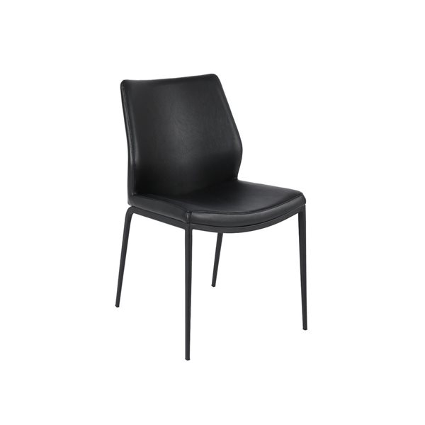 Plata Import Curve Chair with Black Leather Upholstered and Black Metal Frame (Set of 4)