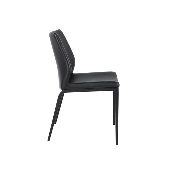 Plata Import Curve Chair with Black Leather Upholstered and Black Metal Frame (Set of 4)