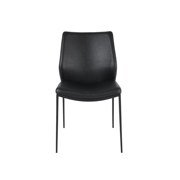 Plata Import Curve Chair with Black Leather Upholstered and Black Metal Frame (Set of 4)