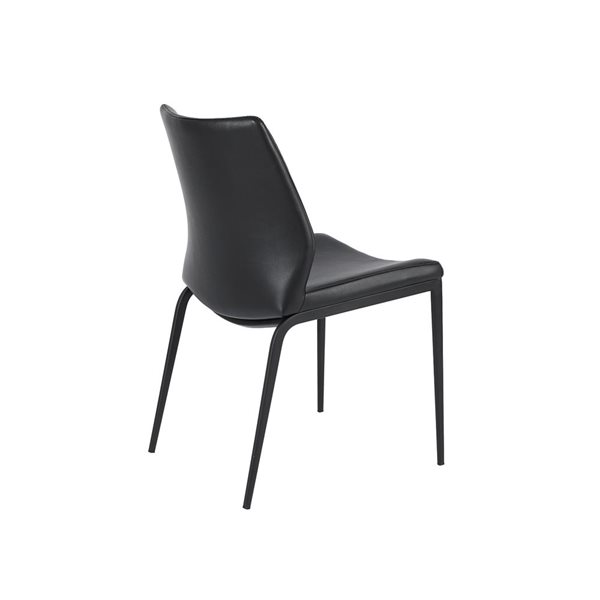 Plata Import Curve Chair with Black Leather Upholstered and Black Metal Frame (Set of 4)