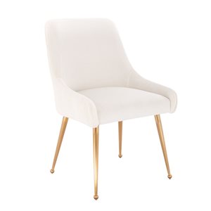 Plata Import Heye III Beige Velvet Upholstered Chair with Gold Metal Legs (Set of 2)