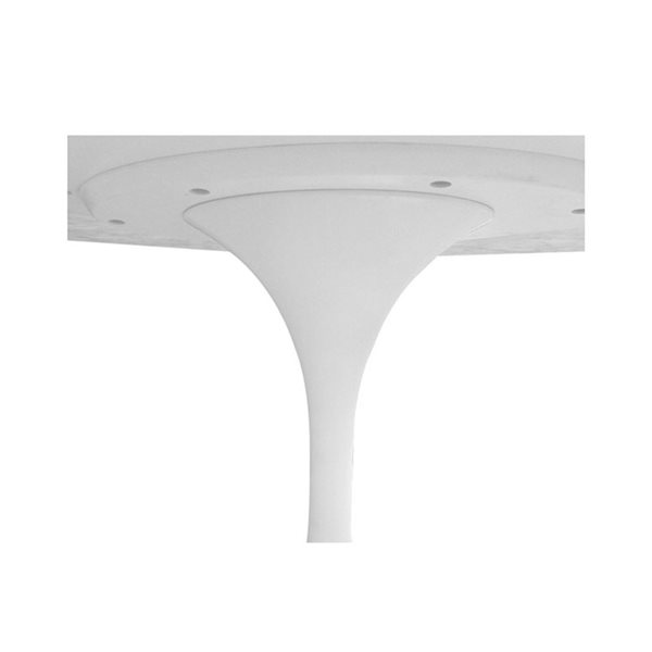 Plata Import Oura White Round Extending Removable 48-in Wood Table with Gloss Metal Base