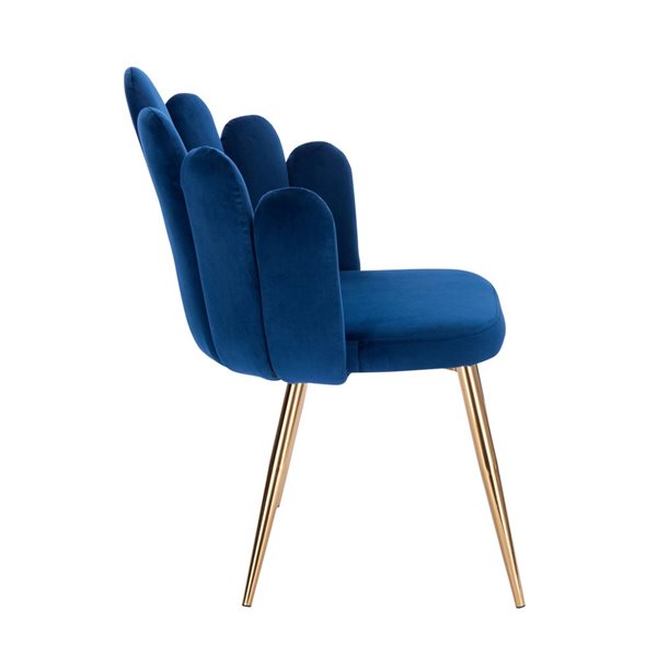 Plata Import Medley Blue Velvet Upholstered Chair with Gold Metal Legs (Set of 2)