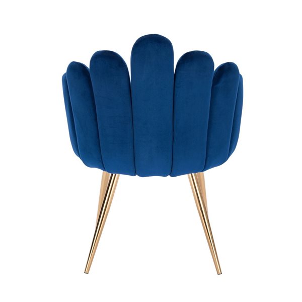 Plata Import Medley Blue Velvet Upholstered Chair with Gold Metal Legs (Set of 2)