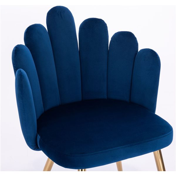 Plata Import Medley Blue Velvet Upholstered Chair with Gold Metal Legs (Set of 2)