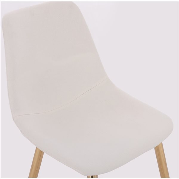 Plata Import Dorian White Linen Upholstered Chair with Gold Metal Legs (Set of 2)