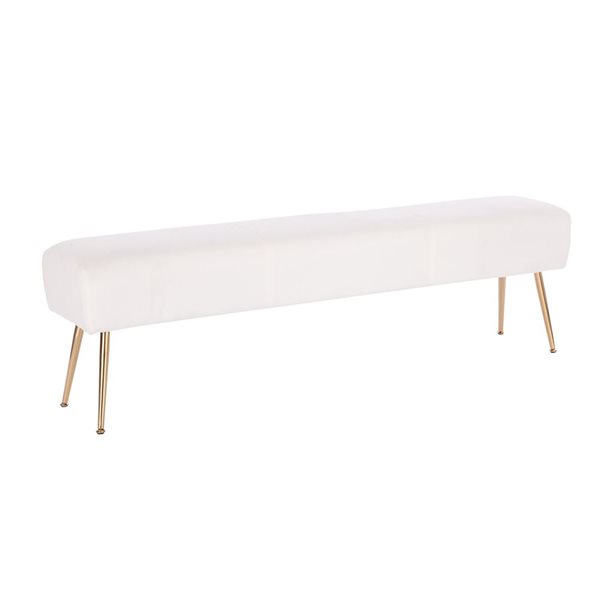Image of Plata Import | O'donell White Linen Upholstered Bench With Metal Base | Rona