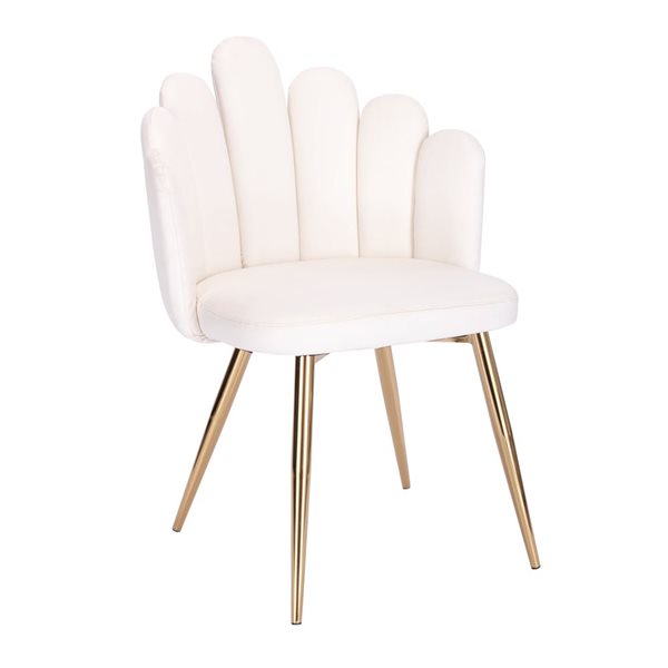 Plata Import Medley White PU Leather Upholstered Chair with Gold Metal Legs (Set of 4)