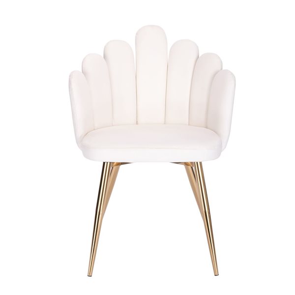 Plata Import Medley White PU Leather Upholstered Chair with Gold Metal Legs (Set of 4)