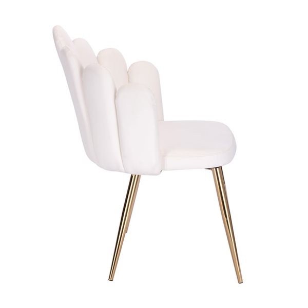 Plata Import Medley White PU Leather Upholstered Chair with Gold Metal Legs (Set of 4)