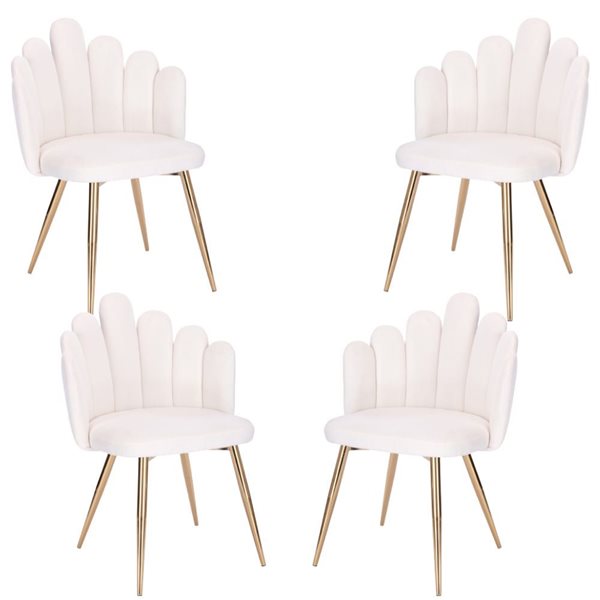 Plata Import Medley White PU Leather Upholstered Chair with Gold Metal Legs (Set of 4)