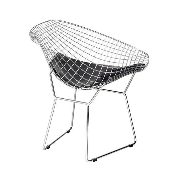 Plata Import Bertoia Set of 2 Black Steel Wire Mesh Accent Chair