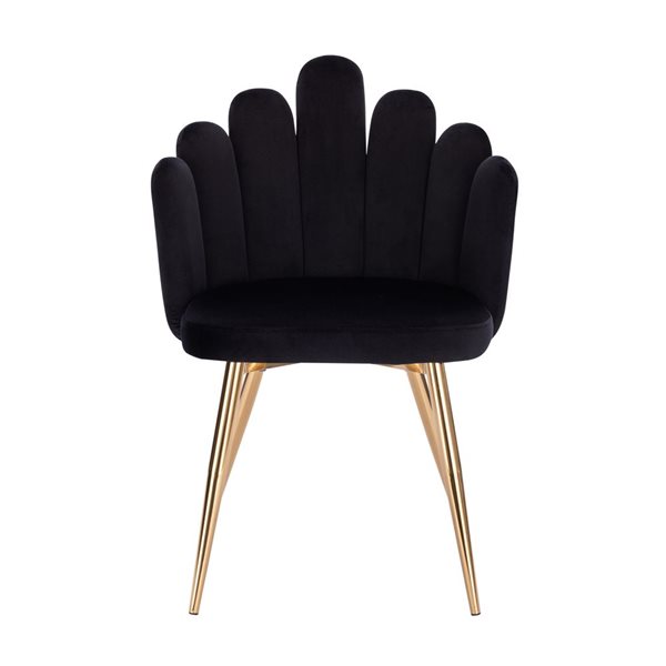 Plata Import Medley Black Velvet Upholstered Chair with Gold Metal Legs (Set of 4)