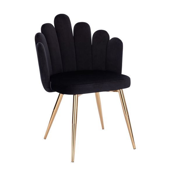 Plata Import Medley Black Velvet Upholstered Chair with Gold Metal Legs (Set of 4)