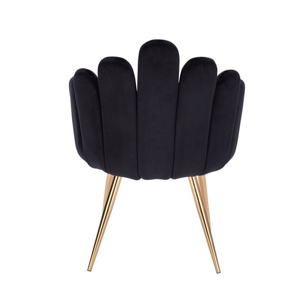 Plata Import Medley Black Velvet Upholstered Chair with Gold Metal Legs (Set of 4)