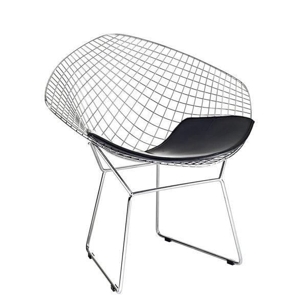 Plata Import Bertoia Black Steel Wire Mesh Accent Chair MC 022 BLA