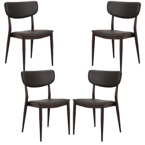 Plata Import Slim Chair with Black Walnut Metal and Grey PU Leather (Set of 4)