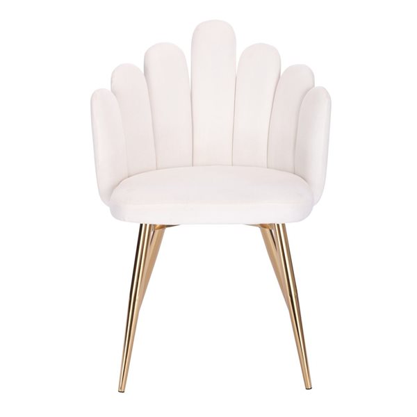 Plata Import Medley White Linen Upholstered Chair with Gold Metal Legs (Set of 2)