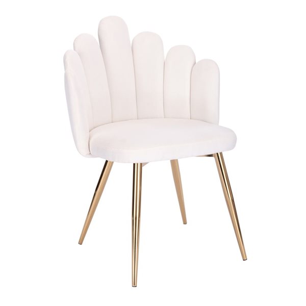 Plata Import Medley White Linen Upholstered Chair with Gold Metal Legs (Set of 2)