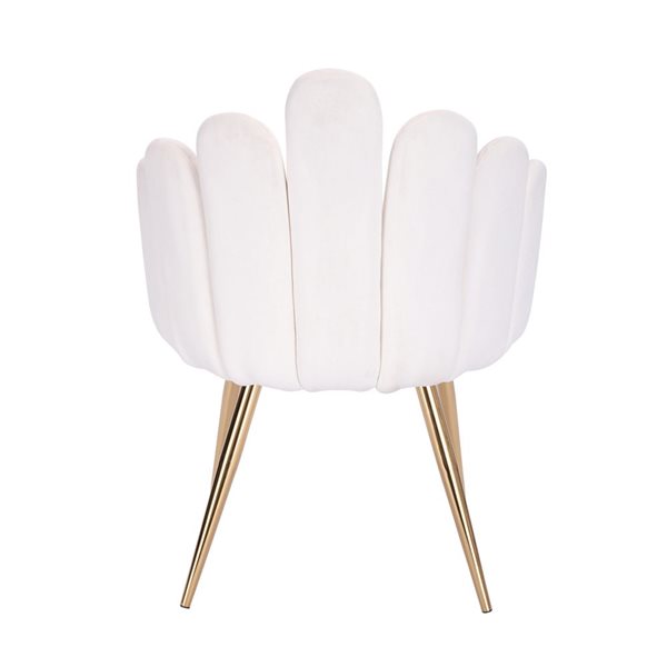 Plata Import Medley White Linen Upholstered Chair with Gold Metal Legs (Set of 2)