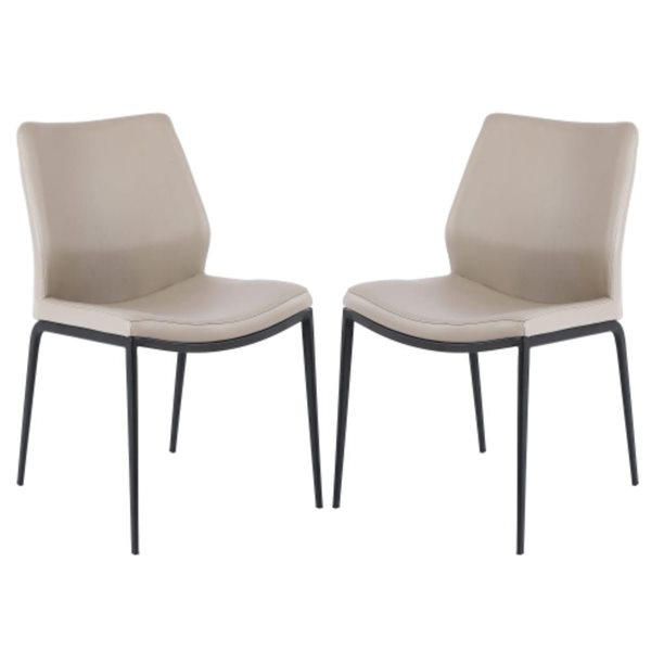 Plata Import Curve Chair with Taupe Leather Upholstered and Black Metal Frame (Set of 2)