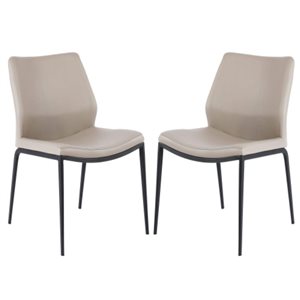 Plata Import Curve Chair with Taupe Leather Upholstered and Black Metal Frame (Set of 2)